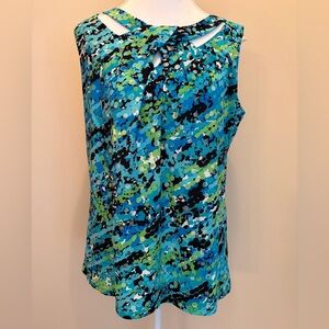 #128 Vibrant Dressbarn Studio Blue & Green Patterned Sleeveless Camisole